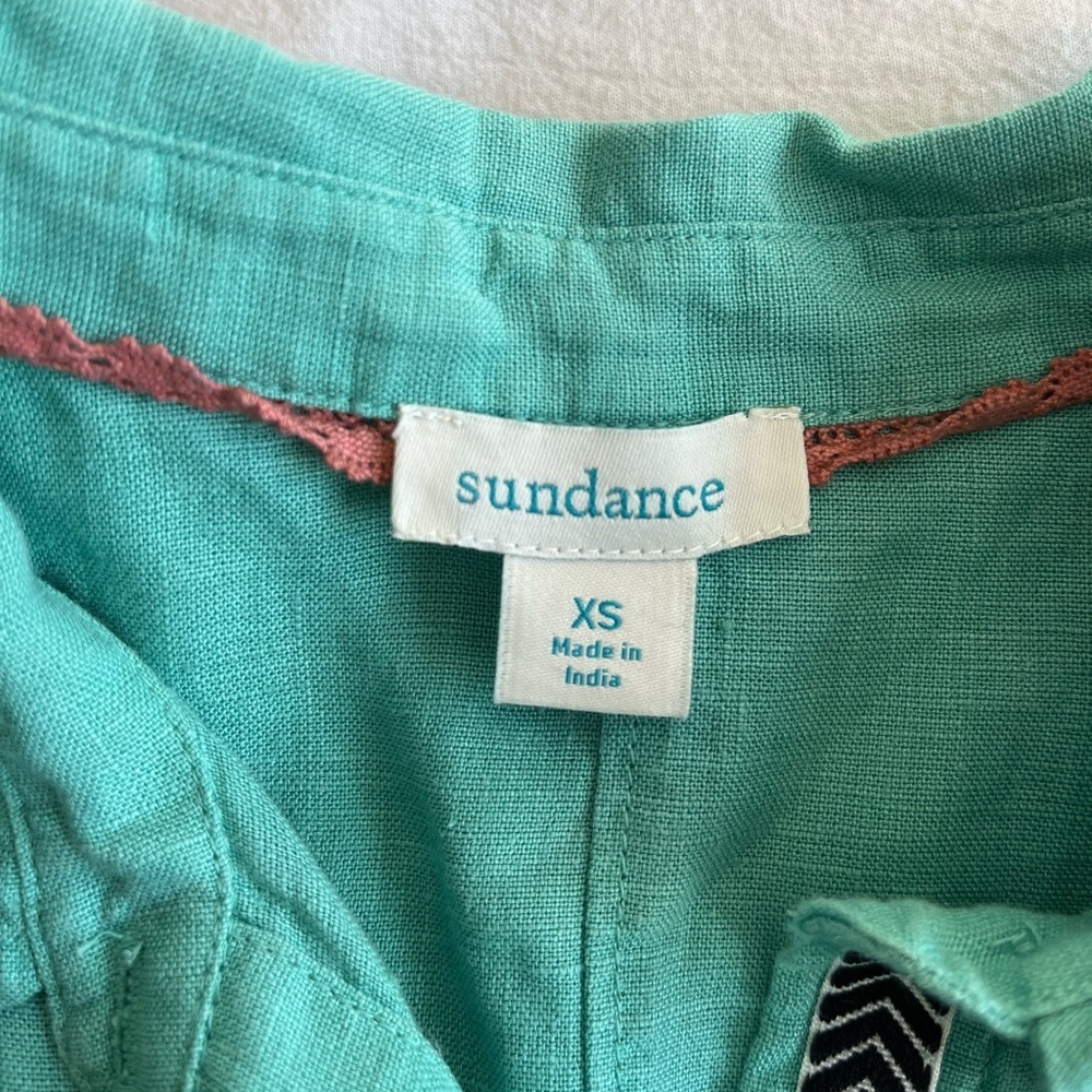 Sundance 100% Linen Mint Green Button Down Top XS Boho Coastal Grandma Eclectic - Picture 5 of 10